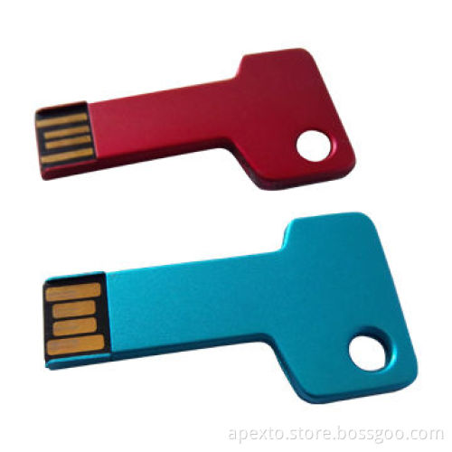Key-shaped USB Flash Drive with Custom Logo, 512MB to 32GB Memory Capacity, Supports Data Preloading
